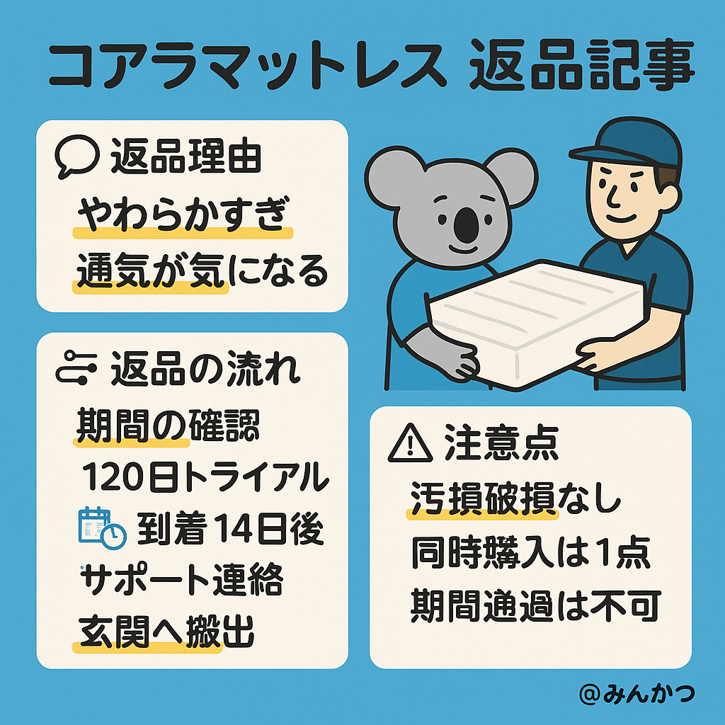 コアラマットレスを返品した人の口コミ調査【返品の流れも徹底解説】 - くじらマットレス