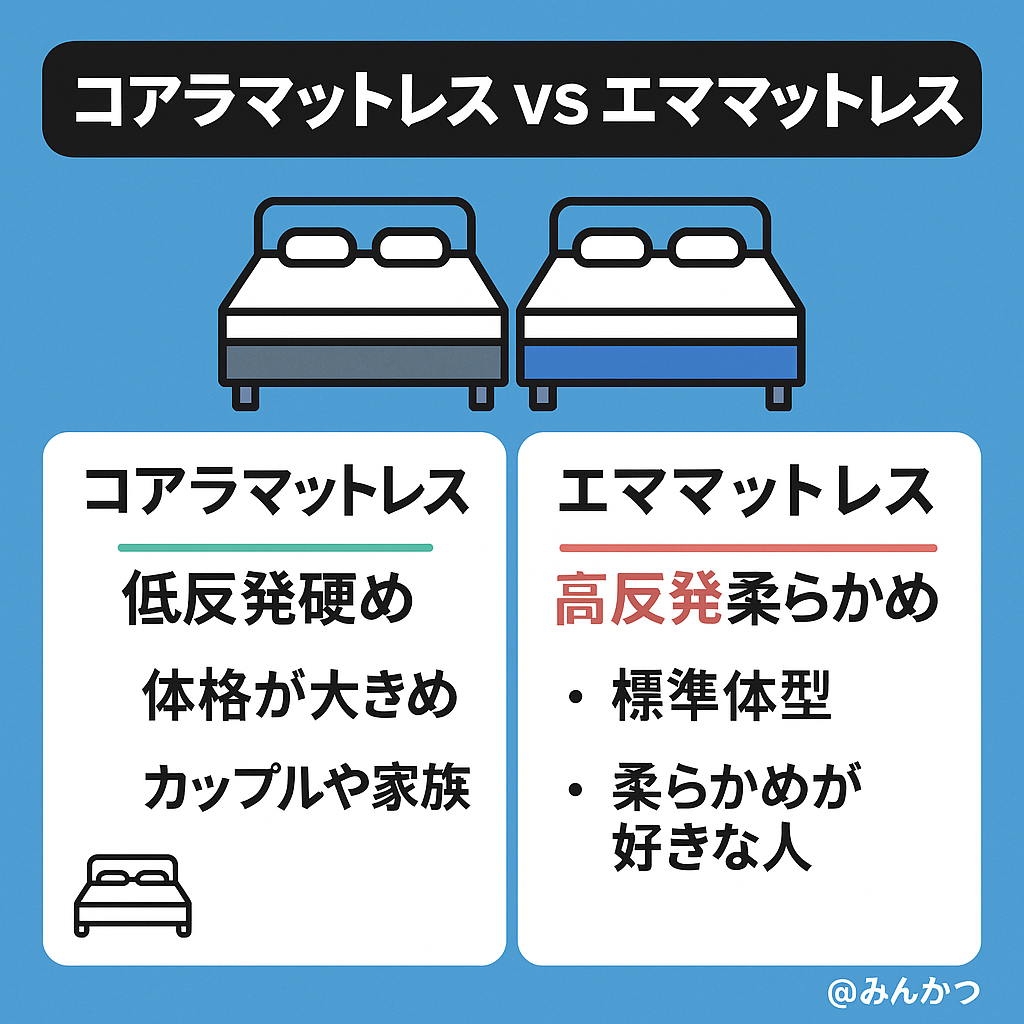 コアラマットレスとエマスリープ比較【おすすめはどっち】
