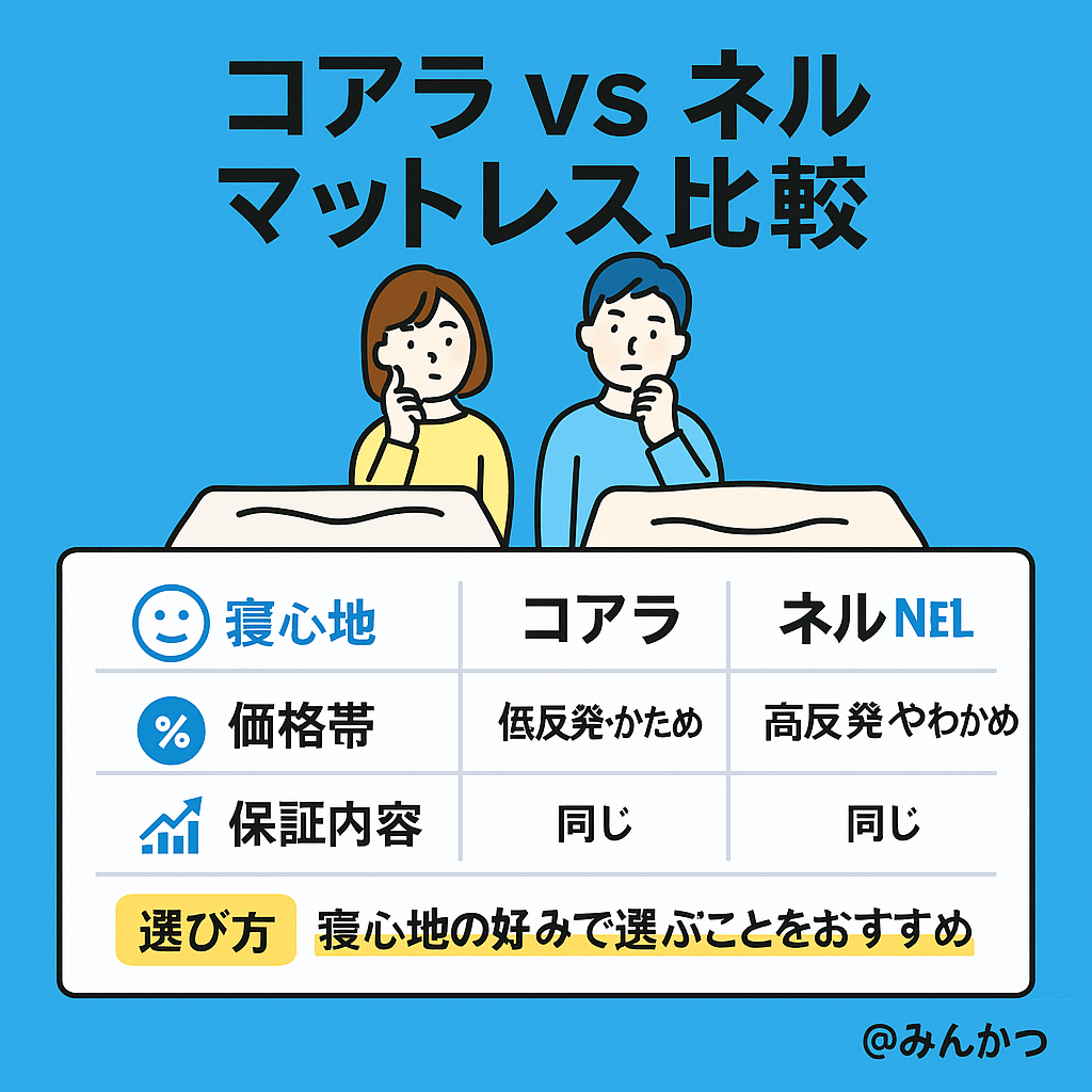 コアラマットレスとネルマットレス比較【おすすめはどっち】 - くじらマットレス