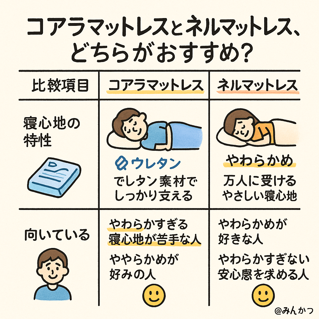 コアラマットレスとネルマットレス比較【おすすめはどっち】 - くじらマットレス